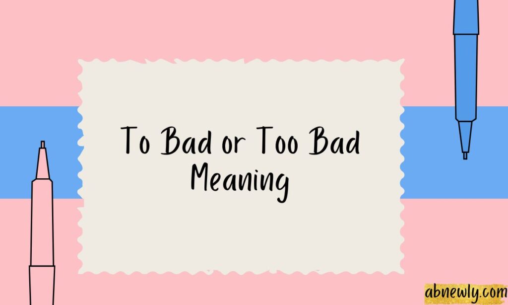 To Bad or Too Bad Meaning