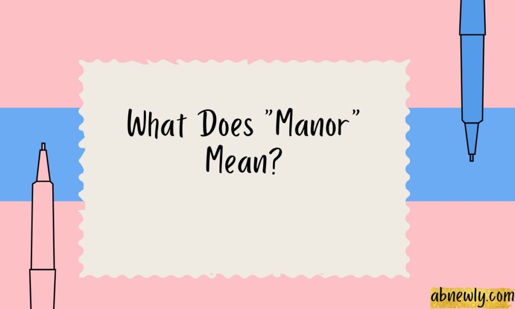 What Does Manor Mean